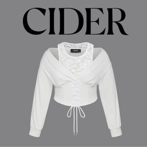 Cider Lace Round Neckline Corset Sweatshirt Size 2X